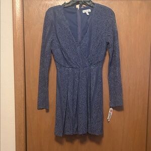Xtraordinary Navy Long Sleeve Lace Dress